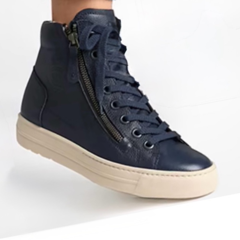 PAUL GREEN
Women's Gia Lace Up Zip Sneakers. US sizes. Color: Dark Blue Leather